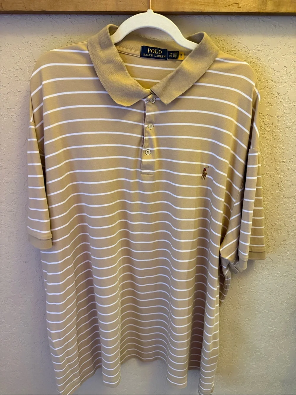 Polo by Ralph Lauren Khaki & White Striped Polo Shirt